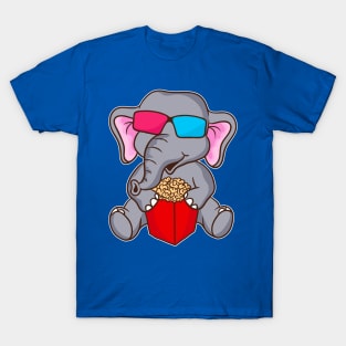 Cute Funny Elephant 3D Glasses Movie Popcorn T-Shirt